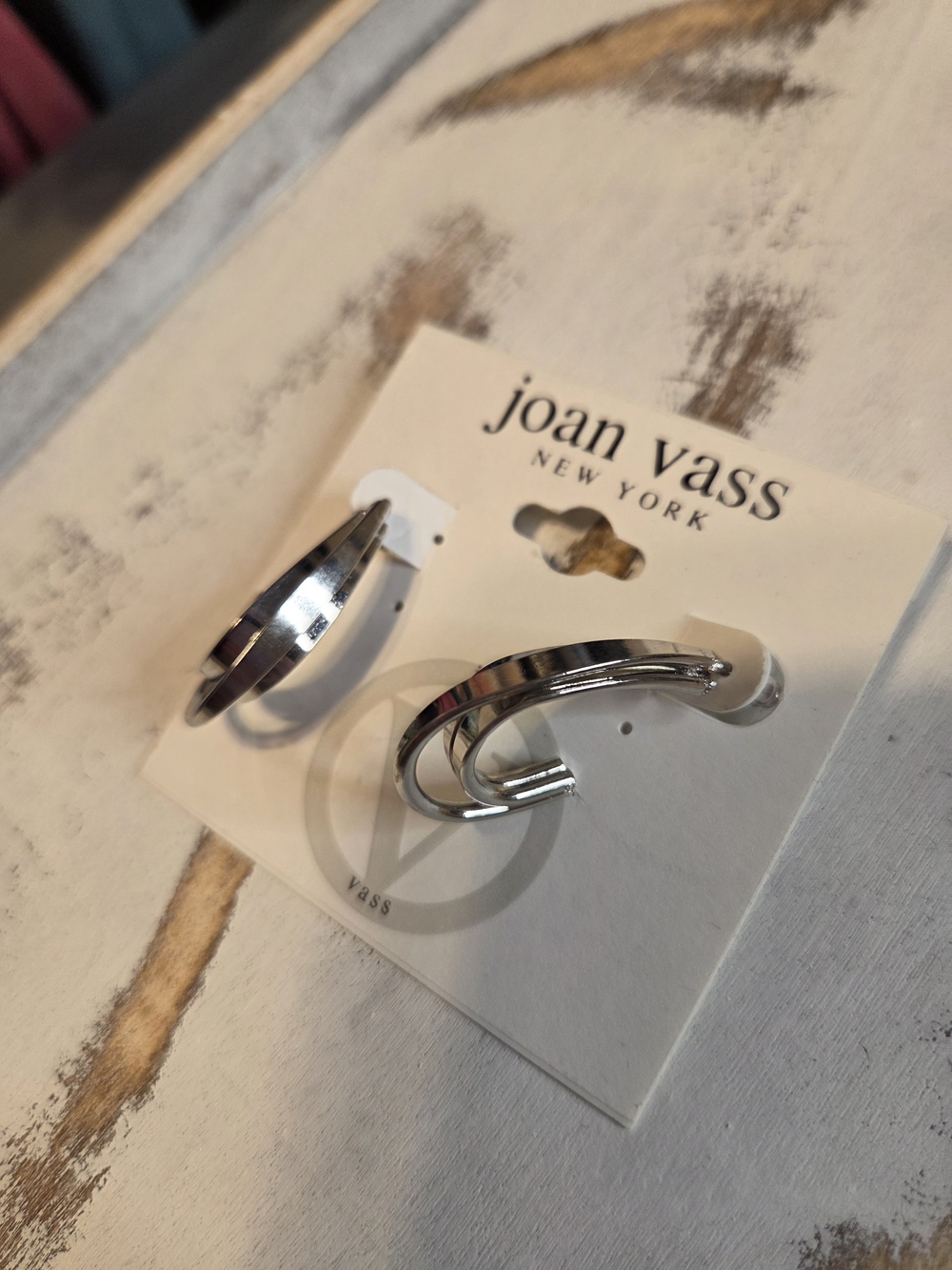 Joan Vass Silver Double Hoop Earrings